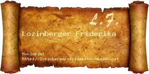 Lozinberger Friderika névjegykártya